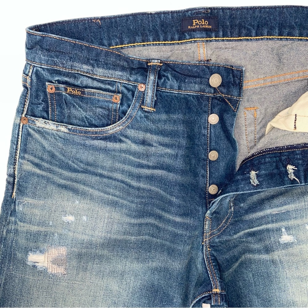Polo Ralph Lauren Jeans Men’s 34x32 Classic Fit Button Fly Distressed NEW - Picture 2 of 11